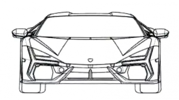 Внешность преемника Lamborghini Aventador рассекретили на патентных изображениях