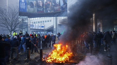 Протесты фермеров в Брюсселе